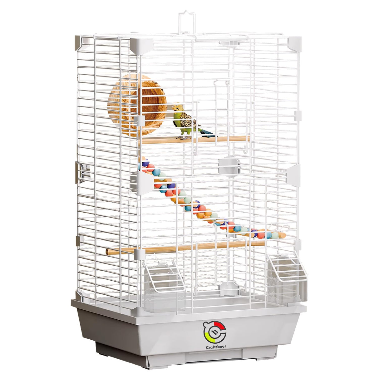 Craftsboys Basic Bird Cage, 24.8inch Parrot Cage (24.8" x 14.6" x 11"),Bird Cage with Ladder, Horizontal Bar, 2 Feeders, and Swing