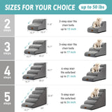 COZY KISS Dog Stairs for Small Dog 22.6" H, Curved Pet Step for Puppy, Older Cat, Medium Pet Ramp for High Bed, Ladder with High Density Foam, Durable, 5 Step, 15.7x33x22.6 inch, Grey