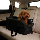 Waterproof Faux Leather Center Console Dog Car Seat, 2-in-1 Portable Puppy Carrier & Armrest Booster Seat for Small Dogs, Easy-to-Clean Tech Fabric, Sturdy Cushioned, Anti-Collapse Walls, Under 11 lbs