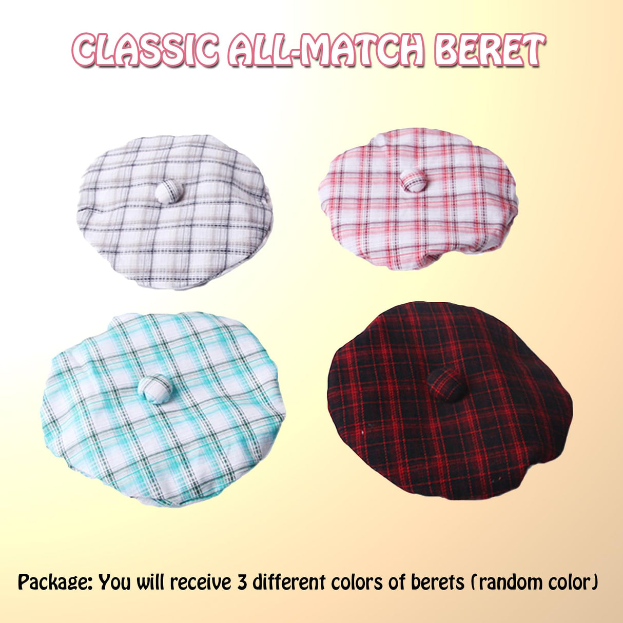 SEIS 3 Pcs Dog Berets Fashion Pet Hat French Artist Cat Cap Baseball Cap for Party Birthday Wedding Photo (L, Stripe)