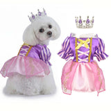 Littledropet Dog Princess Dress with Crystal Crown,Pet Halloween Christmas Birthday Wedding Dress Princess Costume Cosplay Party Outfits for Small Medium Dogs Girls (Purple, XXL)