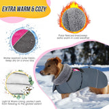SlowTon Dog Winter Coat, Windproof 3 Layers Thick Warm Fleece Lining Dog Jacket for Cold Weather, Reflective Dogs Apparel with Leash Opening for Medium Large Dogs(Fuchsia,2XL)