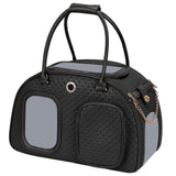 Stylish Luxury Dog Carrier Purse for Small Dogs, Ventilated Pet Soft-Sided Dog Cat Carrier Travel Tote Bag for Puppies Small Animals with Pockets (Black, 16.9inch x 9inch x 11.8inch(LxWxH))