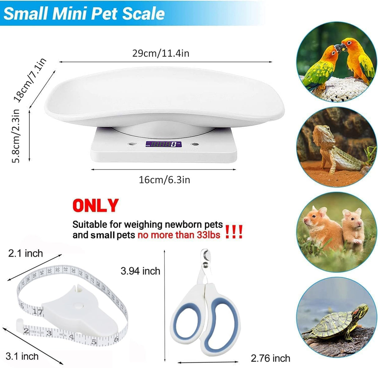 Digital Pet Scale,Puppy Scales for Weighing,Digital Small Animals Scales for Weighing,Whelping Supplies,Kitten Scale,Baby Scales for Small Dog Cat Crawl Pet,Capacity up to 33 lb