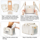 PetsHome Dog Carrier Purse, Pet Carrier, Waterproof Premium Leather Pet Travel Portable Bag for Cat and Small Dog Home & Outdoor Medium Beige