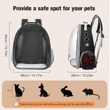 Cooling Fan Pet Backpack Carrier,Airline Approved Transparent Bubble Backpack for Cats, Dogs, Puppies Built-in Side Fan for Active Ventilation & Comfort Travel and Outdoor (Black)
