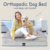 Orthopedic Dog Bed for Large Medium Sized, Washable Memory Foam Large Dog Bed, Medium Pet Sofa with Removable Cover, Washable Waterproof Pet Couch Beds(Grey, L)