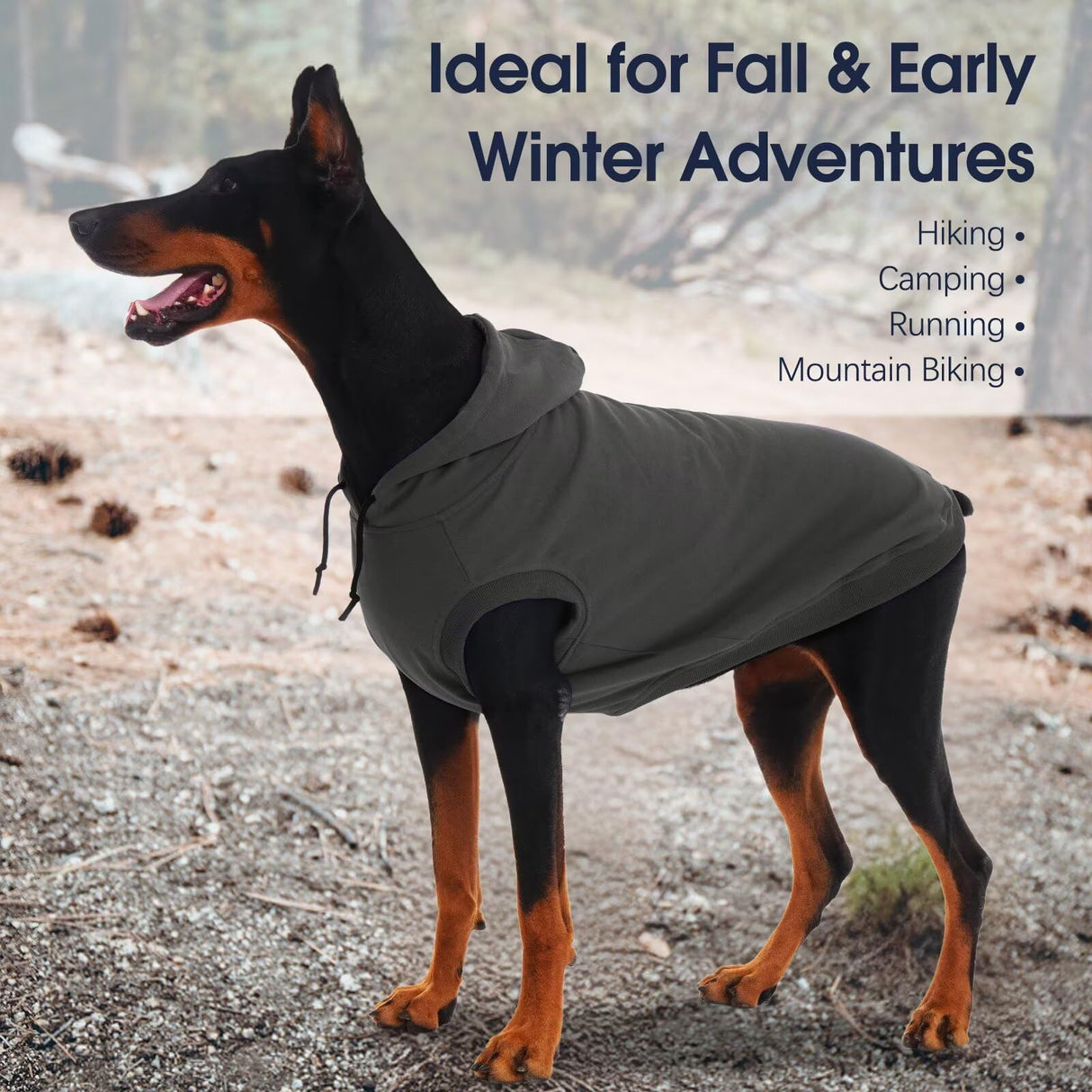 IECOii Large Dog Hoodie, XL Dog Sweater for Large Dogs Girl Hooded Sweatshirt,Spring Fall Dogs Pullover for Beagle, Border Collie, Indoor Cozy & Outdoor Play, Grey, XLarge (No Fleece Lined)