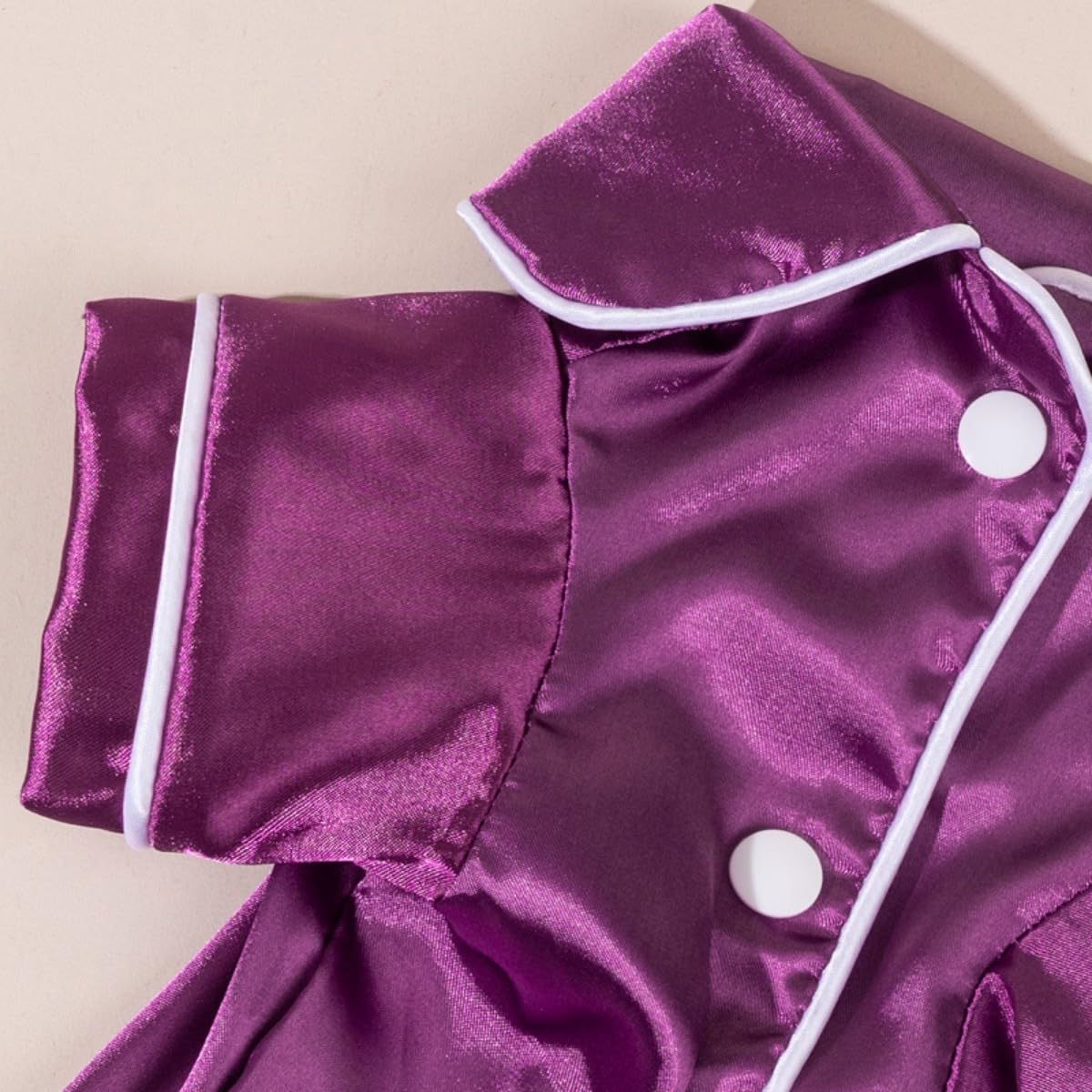 Dog Silk Pajamas, Christmas Lapel Pet Sleepwear Shirts Bulldog Chihuahua Yorkie Pjs,Comfortable Breathable Two-Legged Cat Costumes Dog Clothes (Purple Bow M)