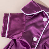 Dog Silk Pajamas, Christmas Lapel Pet Sleepwear Shirts Bulldog Chihuahua Yorkie Pjs,Comfortable Breathable Two-Legged Cat Costumes Dog Clothes (Purple Bow M)