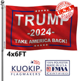 Double Sided Red Trump 2024 Flag 4x6 Made in USA Outdoor Heavy Duty 3 Ply Polyester Trump Take America Back Flag with White Starting Tape and 2 Brass Grommets