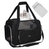 BAGLHER Pet Travel Carrier, Cat Carriers Dog Carrier for Small Medium Cats Dogs Puppies, Airline Approved Small Dog Carrier Soft Sided, Collapsible Puppy Carrier. Black