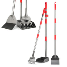 Load image into Gallery viewer, FUSBUNTY Pooper Scooper, Long Handle Dog Pooper Scooper, Heavy Duty Stainless Steel Rake with Tray &amp; Spade Set for Pet Waste Removal, for Grass, Dirt or Gravel
