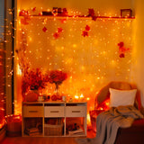 JMEXSUSS Connectable Orange Halloween Lights Indoor, 33ft 100 LED Orange String Lights Outdoor Waterproof with 8 Modes, Plug in Orange Christmas Lights Clear Wire for Halloween Thanksgiving Fall