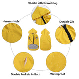 Dog Raincoat rain Jacket Dogs Waterproof fit for Small Medium Breeds Zipper Closure Pocket Storage in Cold Day - Yellow - S