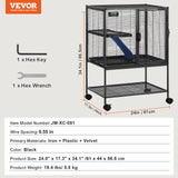 VEVOR 34" Rolling Metal Ferret Cage, Large 2-Tier Critter Nation Cage, Small Animal Cage with Ramps & Tray, Easy to Set up for Pet Mice, Hamster, Guinea Pig, Chinchilla, Squirrel, Hedgehogs, Bunny