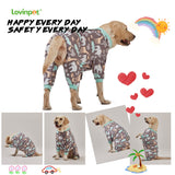 LovinPet Large Dog PJS, Hippos Zoo Cozy Dog Pajamas, Slim fit, Lightweight Pullover Clothes/Full Coverage Golden Retriever Pajamas/Back Snap Button is Only Decoration /2XL