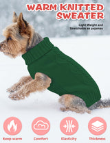 Dog Sweaters for Small Medium Large Dogs Cats, Soft Warm Turtleneck Pullover Solid Cable Knit Fleece Stretch Pet Clothes,Classic Fuzzy Coat for Puppy Girl Boys for Fall Winter Cold Weather