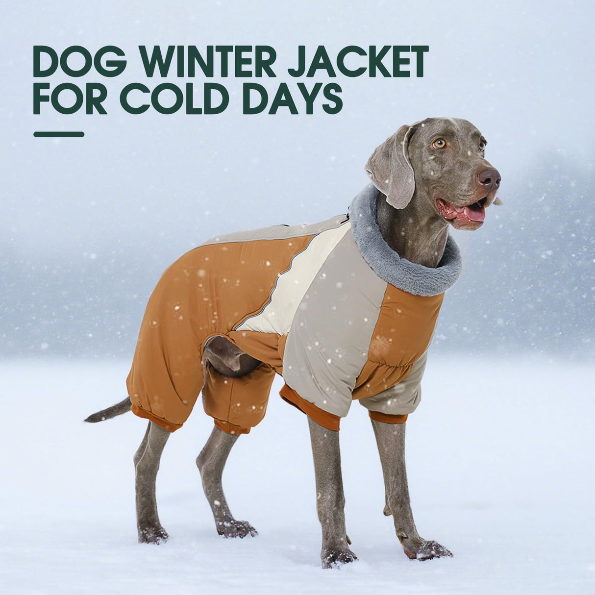 Kuoser Medium Dog Coat with Built-in Harness, Reflective Winter Jacket for Dogs - Brown M