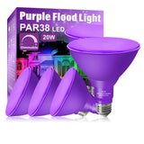 LOXYEE PAR38 Flood Purple Light Bulb,4 Pack-Dimmable,E26 Base Purple Flood Light Outoor(20W Replace to 200W),Purple Light Bulb for Outside,Purple Decor,Christmas,Holiday,Halleween Outdoor Light Bulb