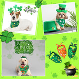 Sanwuta 50 Pieces St. Particks Dog Bandanas Bulk Bibs Triangle Dog Bandanas with Clover Patterns for St. Particks Pet Costume Decoration(25 x 17 x 17 Inch)