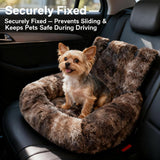 Luxurious Car Bed Travel Safety Kit, Ultra Soft Comfort Calming Dog Bed for Car Seat, Portable Washable Durable Plush Pet Cushion for Small Medium Dogs Cats (Dark Gray,23.6 * 27.5in)