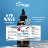 PetSilver Eye Drops for Dogs and Cats - Natural Dog Eye Wash - Relief for Inflammation & Irritation - Pet Eye Cleaner and Tear Stain Remover - Patented Silver Formula - Made in The USA - 4 fl oz