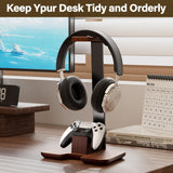 Controller Stand Wood Headphone Stand for Desk Gaming Desk Accessories Controller Holder for Gaming Equipment Headset Holder Gift for Father,Son,Husband,Boyfriend