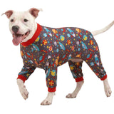 LovinPet Large Dog Pajamas: Large Breed Pitbull/Boxer/Labrador/Doberman, Lightweight Onesie, Space-Travel Grey Print,Post Surgery Shirt,UV Protection, Pet Anxiety Relief, Wound Care for Big Dog /2XL