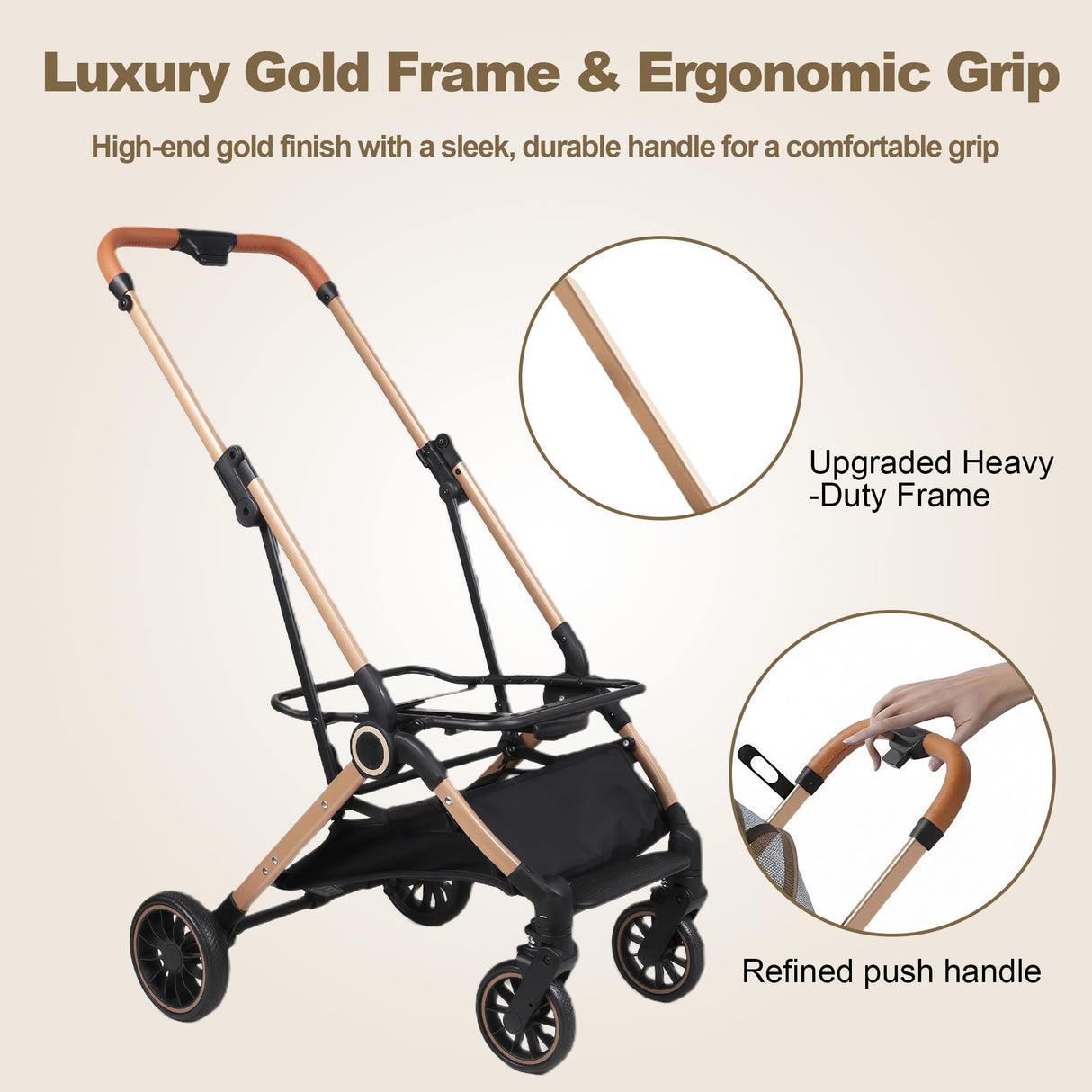 PAWPUBBY Dog Stroller for Small Dogs & Cats, 3-in-1 Pet Stroller with Detachable Carrier, Foldable Lightweight Pet Stroller with 360° Wheels, Classic Brown