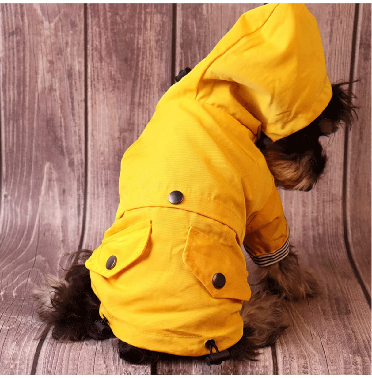 Dog Raincoat Jacket with Zip up Yellow rain Coat Hoodie Water Resistant Stylish Dog Raincoats (Large,Yellow)