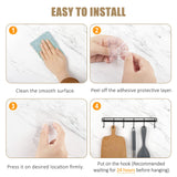 Kitchen Utensil Hanger, Adhesive Utensil Holder Wall Mount Kitchen Rack Rail with 12 Hooks, Space Saving and No Drilling, Black, 2 Pcs
