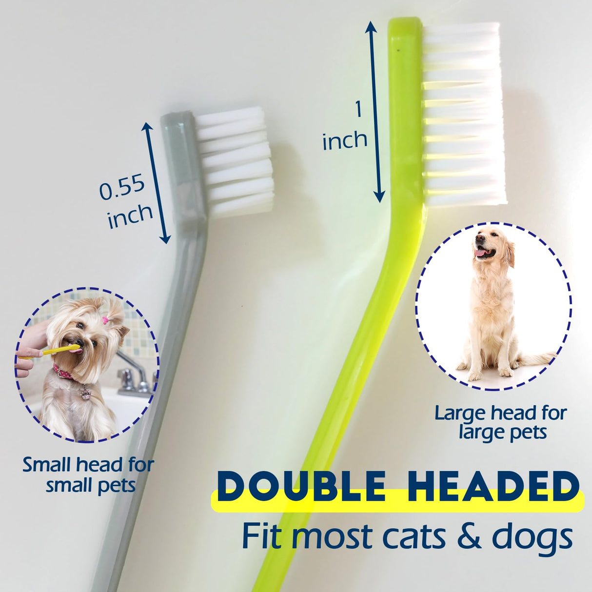 MoonyMars 200 Pcs Dog Toothbrush Cat Tooth Brushes Bulk, Double Sided Brushing Kit, Teeth Cleaning Kit Soft Bristles Long Handle, Pet Tooth Brush for Small to Large Dog, Cat, Puppy & Kitten, 10 Colors