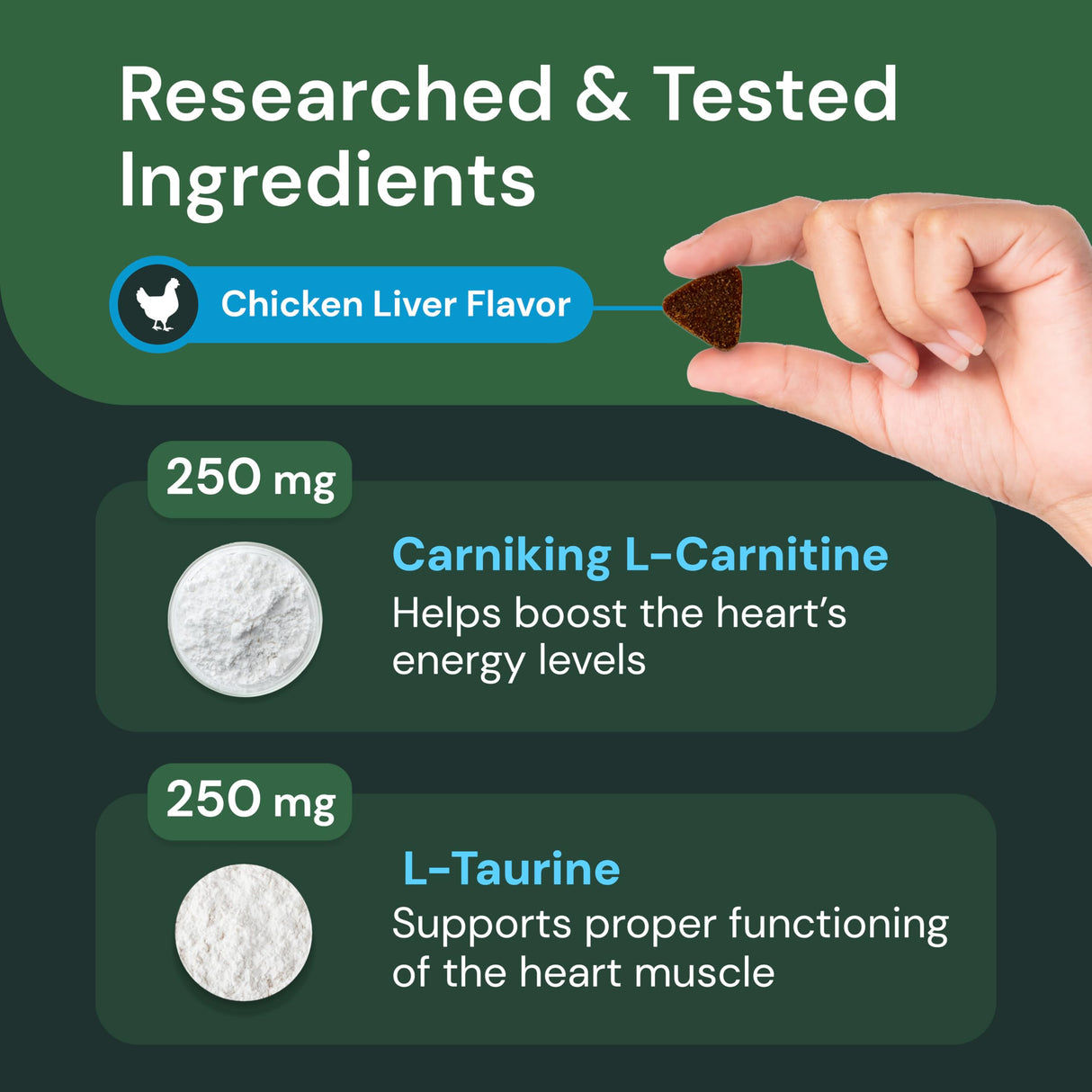 VETRISCIENCE Veterinary Strength Healthy Heart Chews - Heart & Energy Supplement for Pets - Cardiovascular Supplement - Pet Blood Flow Support - Chicken Flavor - 60 Count