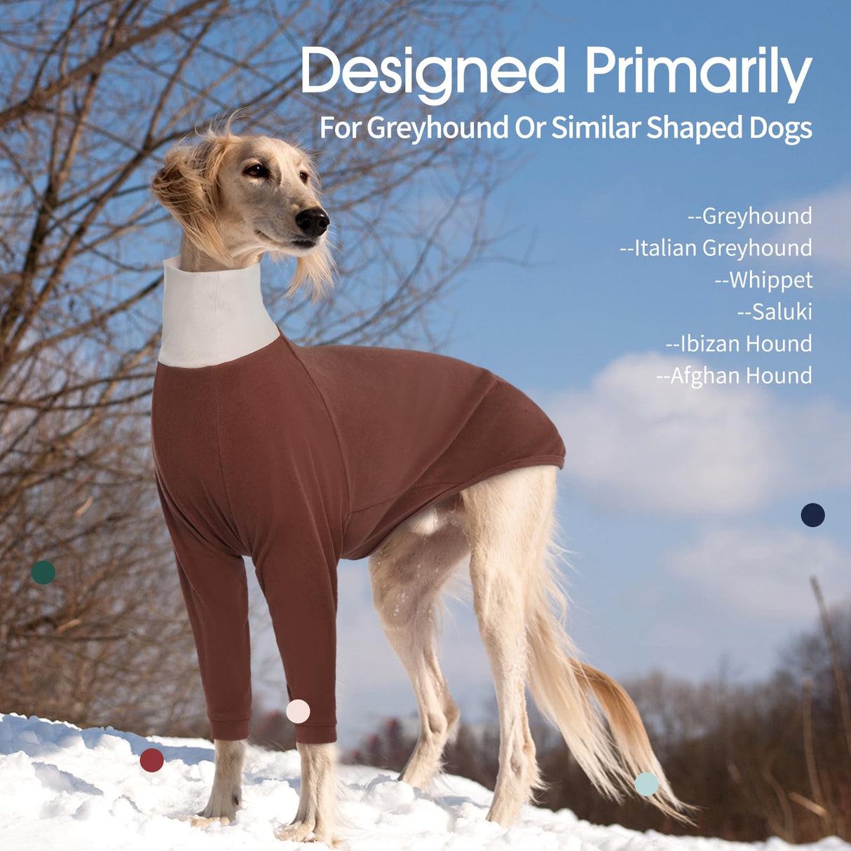 IECOii Greyhound Sweater, Turtleneck Italian Greyhound Sweater Thermal,Greyhound Cozy Fleece Jumper Winter Outfit,Whippet Fleeces Sweater,Greyhound Dog Jumpsuit for Whippet Lurcher Salukis,Medium
