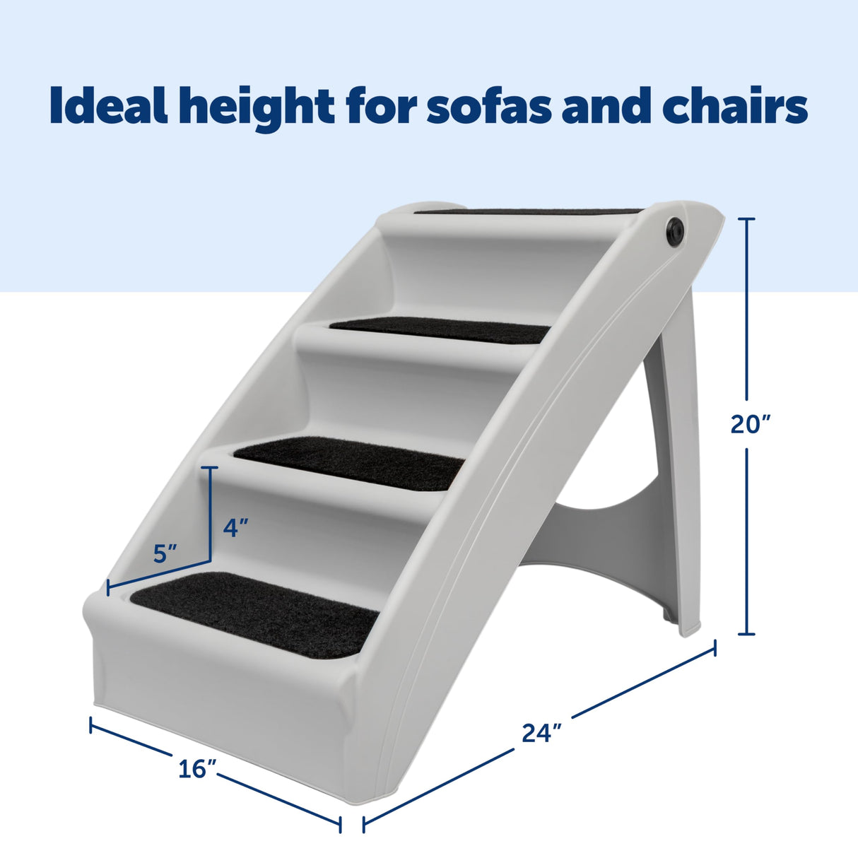PetSafe CozyUp Folding Dog Stairs, Portable Indoor/Outdoor Pet Steps for Bed, Couch & Car, Grey, 20 Inch