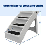 PetSafe CozyUp Folding Dog Stairs, Portable Indoor/Outdoor Pet Steps for Bed, Couch & Car, Grey, 20 Inch