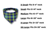 Red and Black Buffalo Check Plaid Flannel Scrunchie Dog Bandana Perfect for Halloween, Thanksgiving, Christmas, Elastic pet Bandana for Fall and Winter (Small, Blue & Green Plaid)