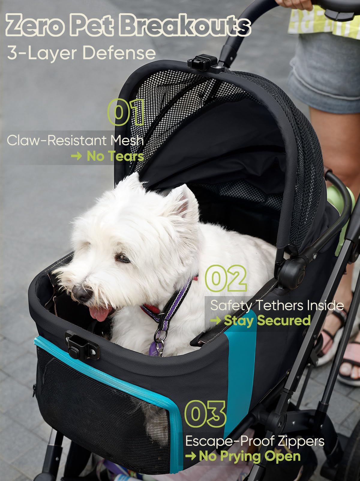 Small Dog Stroller, Pet Stroller for Small Dogs, 5-in-1 Dog Strollers - Fold All in One Without Detaching Carrier, Pet Strollers with Removable Waterproof Carrier for Dogs Cats 10 lbs 20 lbs - Black