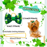 Mruq pet 80pcs St.Patrick's Day Dog Bows, Holiday Pet Dog Hair Grooming Bows with Rubber Bands, St.Patrick's Day Green Lucky Clover Element Dog Hair Bows for Dog Puppy Yorkie Hair Accessories