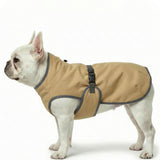 SKIPGEAR Dog Winter Vest with Fur-Safe Buckle (No Hook & Loop), Water-Repellent Fleece Lined Jacket, 360° Reflective, Leash Hole & Leg Straps, Adjustable for Hiking & Active Dogs (Brown, X-Small)