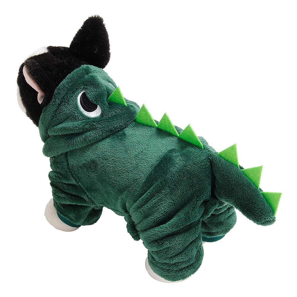 Fleece Winter Cute Dinosaur Dog Clothes Hoodies for Small Dogs Puppy Jacket Clothing Outfit Fleece Winter Cute (L)