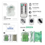 suddus Green Christmas Lights Battery Operatd, 66ft 200LED St Patricks Day Decorations Lights Indoor, Fairy Twinkle Lights with Remote for Halloween, Bedroom, Patio, Backyard, Outdoor Decorations
