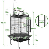 82 Inch Bird Cage, BOINN Bird Flight Cages with Rolling Stand & Bottom Tray, Wrought Iron Parrot Cage with PlayTop for Parakeet, Lovebirds, Ringneck, Cockatiels