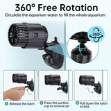 AQQA Wave Maker for Aquarium 75-150 Gallon 2110 GPH Water Circulatio Pump Powerhead Fish Tank Wavemaker with Suction Cup 360°Rotatable Quiet Operation for Freshwater(12W)