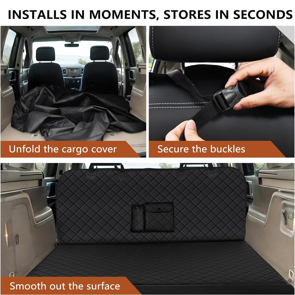 fidozen Universal Cargo Liner for SUV – Waterproof Dog Trunk Mat, Non-Slip Back Seat Protector, Car Bed Cover, Pet Barrier, Rear Liner Accessories for Trucks & Sedans, Universal Fit Trunk Cover