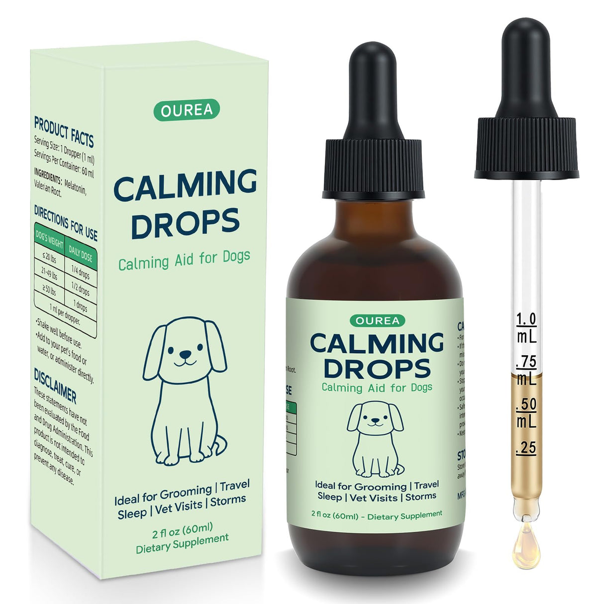Calming Drops for Dogs Grooming – Melatonin & Valerian Root Formula to Help Maintain Calm During Grooming and Nail Trimming – Also Great for Travel, Vet Visits & Bedtime – 2 fl oz