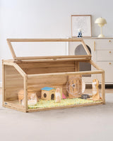 VEVOR Wooden Hamster Cage, 270° Viewing 𝖧amster Habitat, 32 x 16 x 16 in, Dwarf Hamster Cages with Openable Top, Ventilated Small Animal Cage, Pet Mouse Cage for Gerbils, Rats, Guinea Pigs, Mice