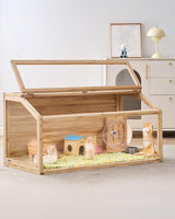 VEVOR Wooden Hamster Cage, 270° Viewing 𝖧amster Habitat, 32 x 16 x 16 in, Dwarf Hamster Cages with Openable Top, Ventilated Small Animal Cage, Pet Mouse Cage for Gerbils, Rats, Guinea Pigs, Mice