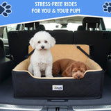 Large Dog Car Seat – Booster Seat Bed for Pets up to 55 lbs, Black, Travel Safety | Fits 2 Small Dogs Pets| Washable Cover & Thick Cushion | Rear Seat or SUV